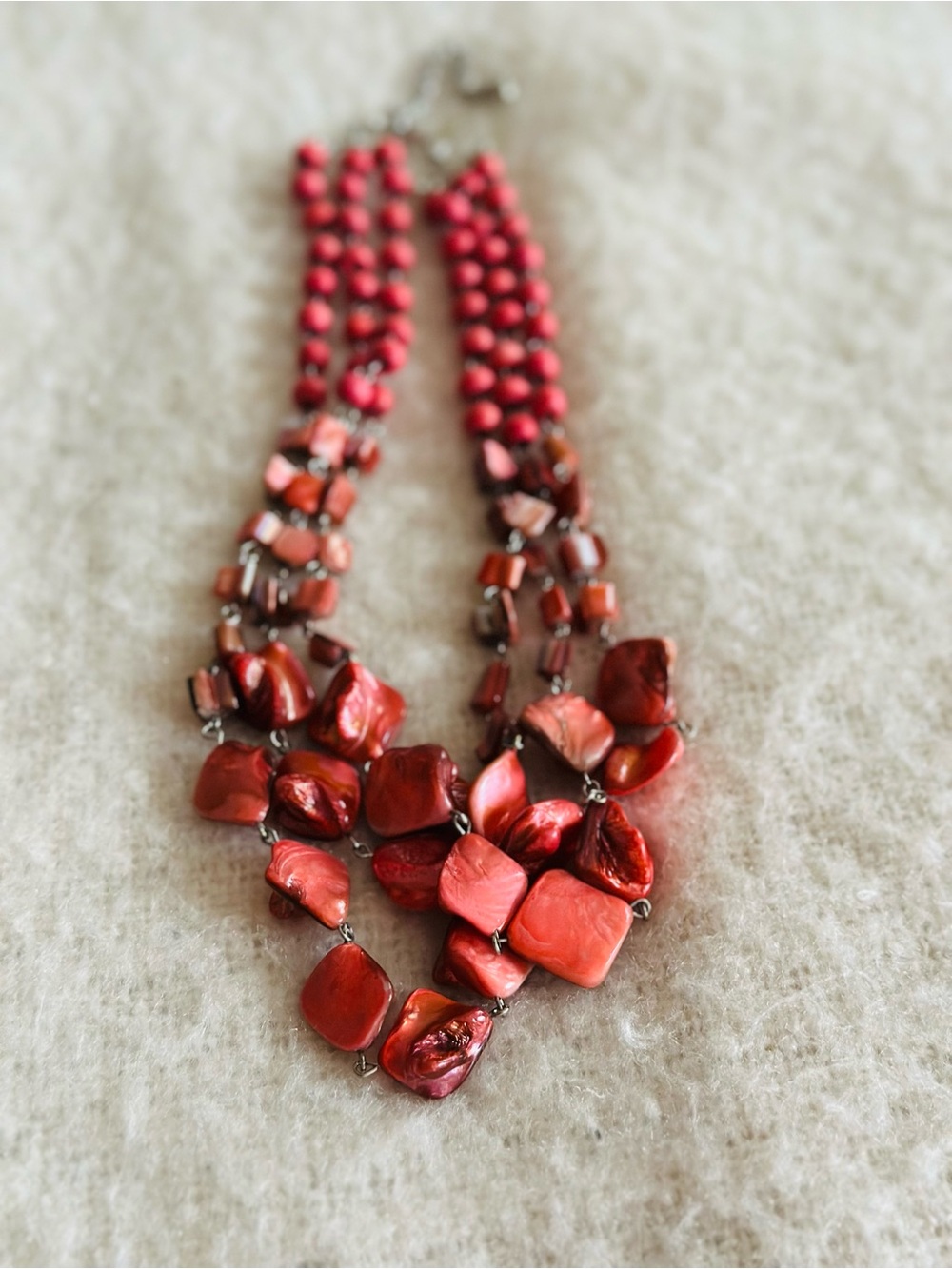 New York & Co Coral Multi-Strand Shell Statement Necklace